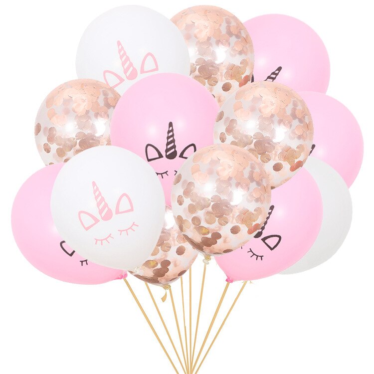 pcs Pink White Unicorn Latex Balloon Set Rose Gold /gold Confetti Balloons Girl Birthday Baby Shower Party Decoration 