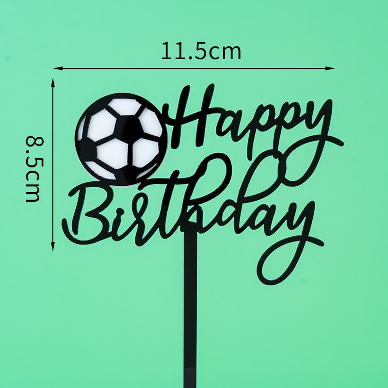 Football Cake Topper Decor Soccer Boy First Happy Birthday Footbal Treat Theme Dessert Decoration 