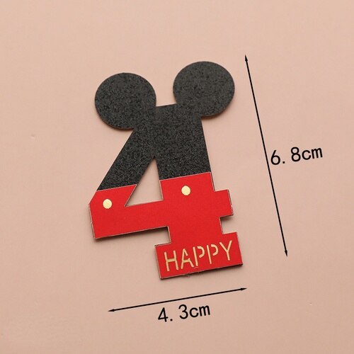 Creative Baby Happy Birthday Cute Mice Ear Number Cake Topper for Kids Birthday Party Cake Decorating Supplies Baby Shower PartyDecorHQ