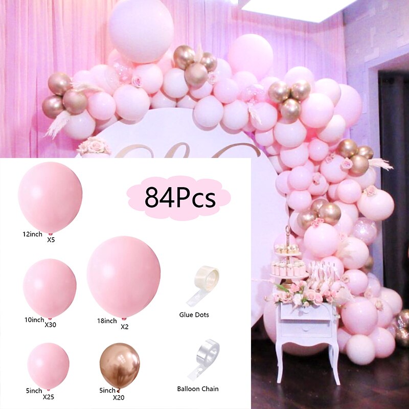 Balloons Arch Set Pink Rose Gold Balloon Garland Wedding Baby Baptism Shower Adult Child Birthday Party Decoration Inflatable Decorations