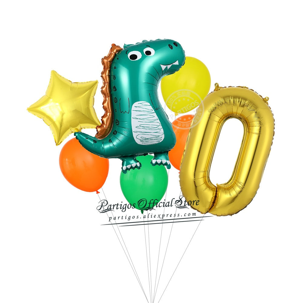 set Dinosaur Foil Balloons inch foil Number Globos Party Jungle Jurassic dragon boys Birthday Decors 