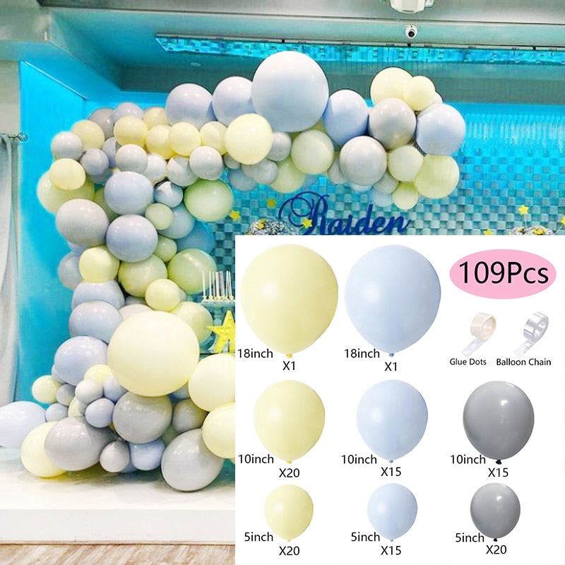 Balloons Arch Set Yellow Blue Gray Balloon Garland Baby Baptism Shower Adult Child Birthday Party Wedding Decoration Inflatable Decorations