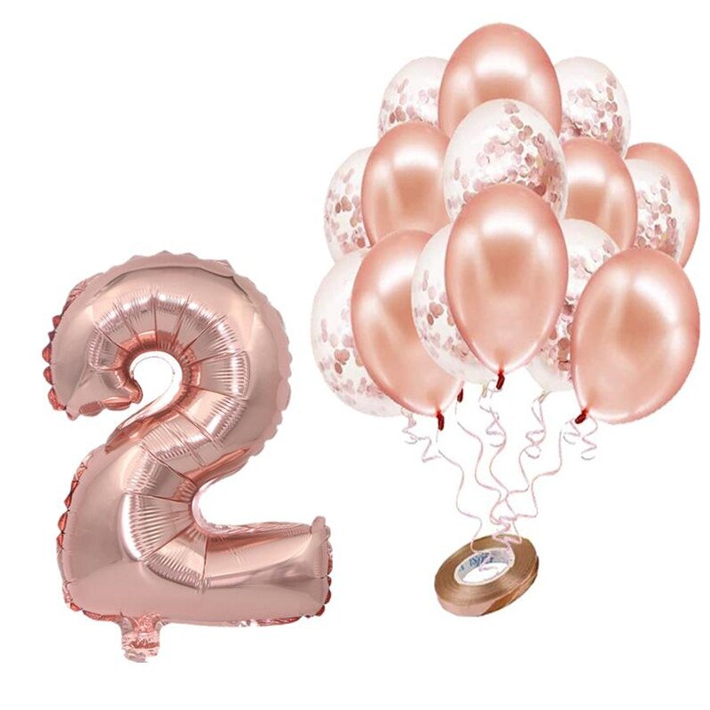 pcs/lot Rose Gold Number Foil Balloons Happy Birthday Baby Shower Kids st Party Decorations Balloon 