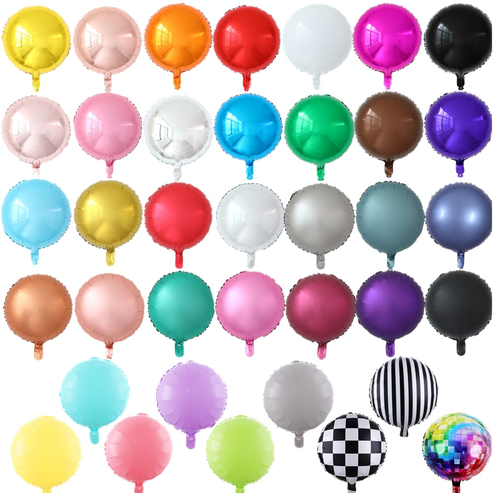 10pcs 18inch Metallic Pure Round  Foil Balloon Wedding Decoration Birthday Party Helium Macaron balloon All Round Palloon Album PartyDecorHQ