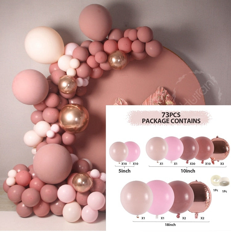 Macaron Pink Balloon Garland Arch Kit Wedding Birthday Party Decoration Kids Globos Gold Confetti Latex Ballon Baby Shower Girl Inflatable Decorations