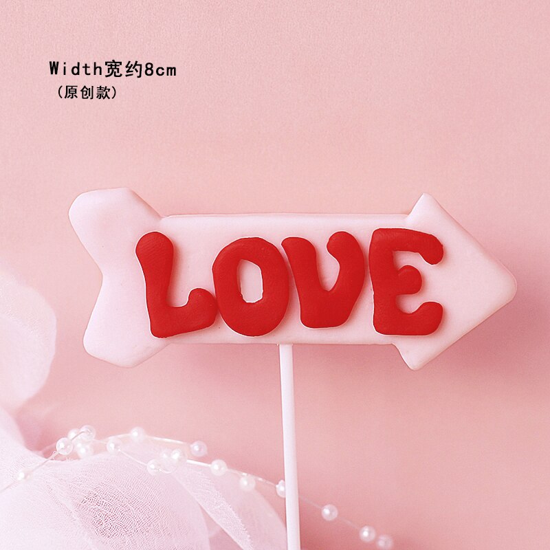 Valentine's Day Wedding Party Bear Red Bow Heart Cake Topper Decorations Love Pink Pearl Card Luminous Decor Doll Gifts 