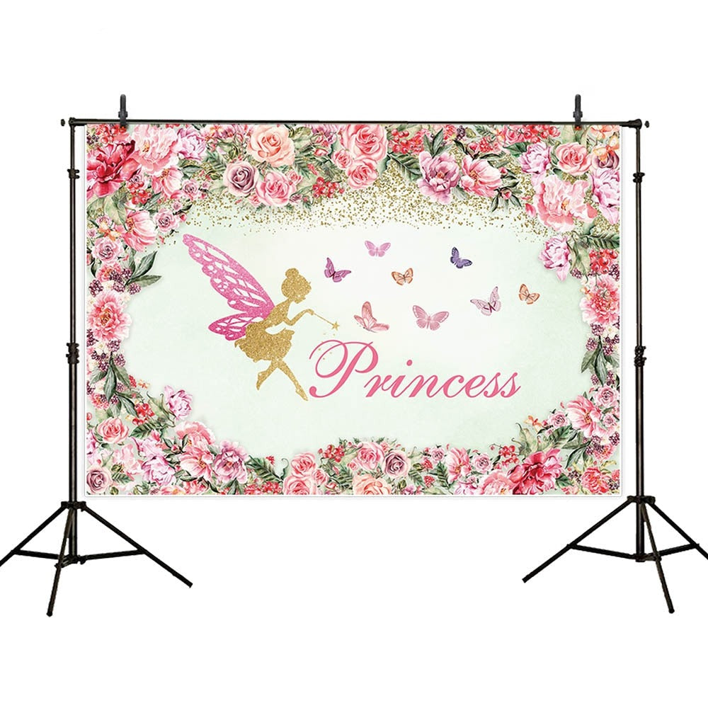 photography backdrops wreath flower floral fairy children baby girl birthday customize photocall background 