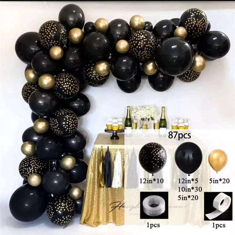 Black Gold Balloon Garland Arch Kit Confetti Latex th Birthday Party Adults Baby Shower New Year Decorations Inflatable