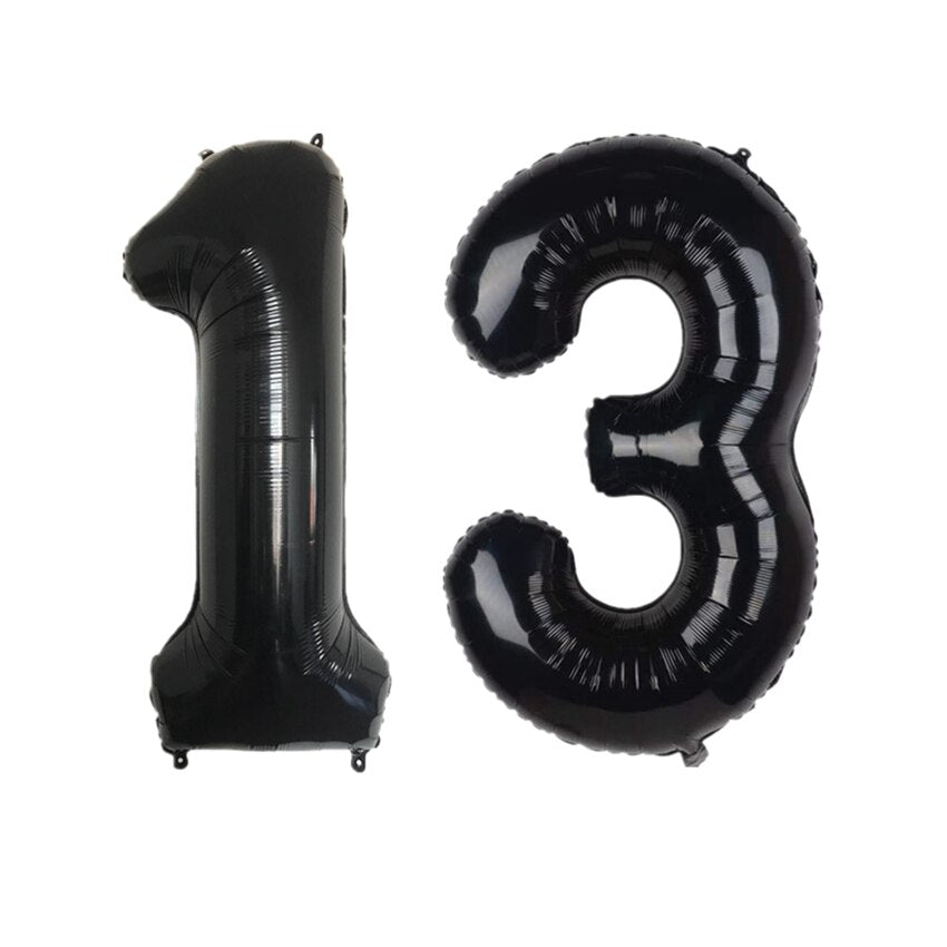 pcs inch Black Number Balloons Digit Foil Balloon Kids Adult Birthday Party Decorations Globos Anniversary Balaos 