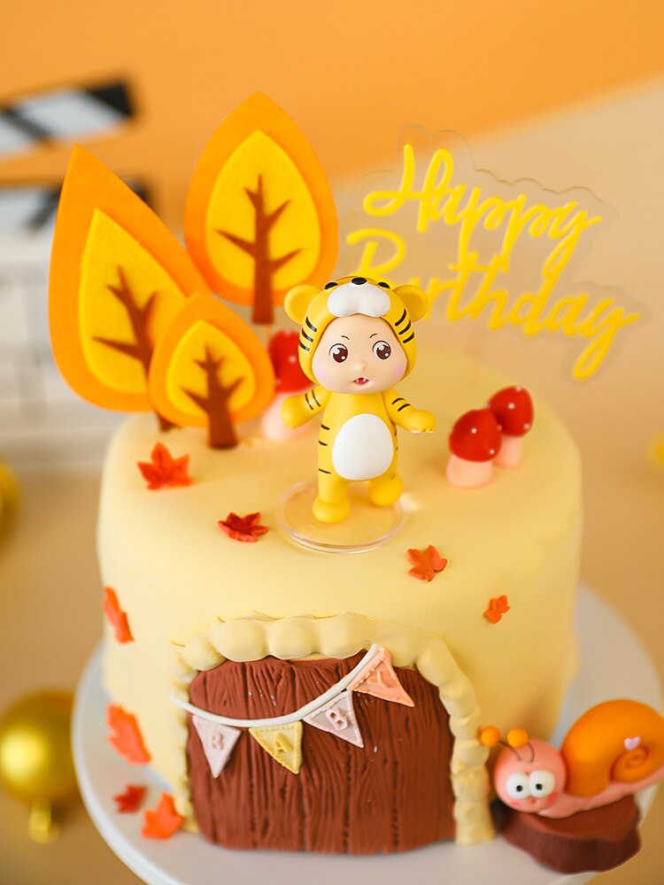 Tiger Safari Animals Cake Topper Decoration Toys Happy Birthday Woodland Jungle Kids 