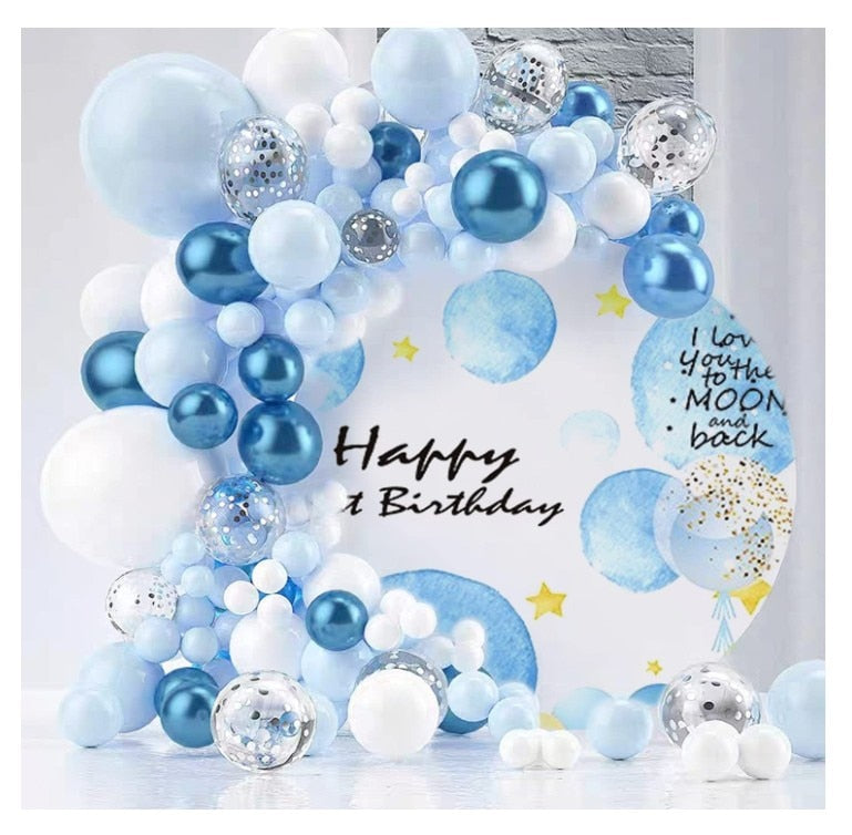 pcs Blue White Birthday Party Decoration Balloon Garland Arch Kit Confetti Kids Baby Shower Supplies Inflatable Decorations