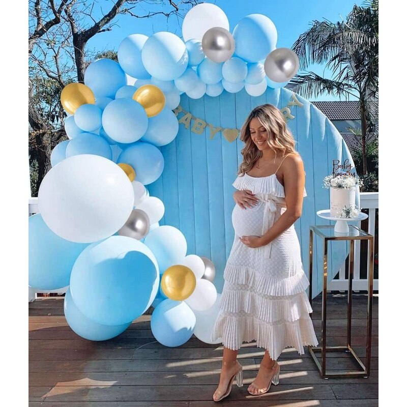 142Pcs Wedding Birthday Party Decoration Balloon Garland Arch Kit White Blue Balloons for Bridal Shower Baby Shower Party Supply PartyDecorHQ