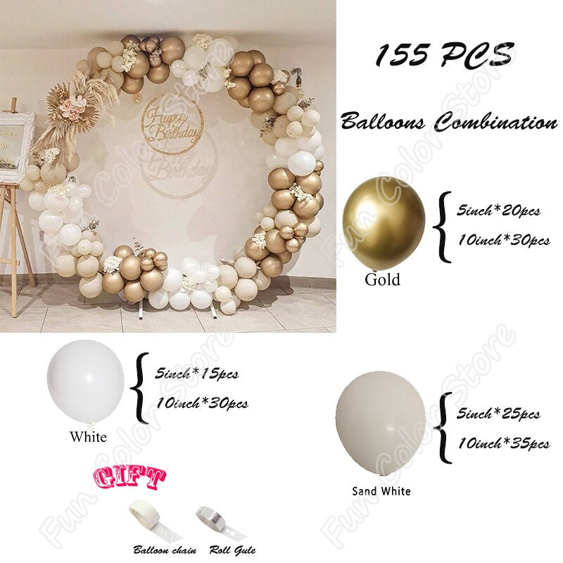 pcs Sand White Balloons Garland Arch Kits Latex Golden Happy Birthday Party Welcome Decoration Events Wedding Baby Shower Kit Inflatable Decorations