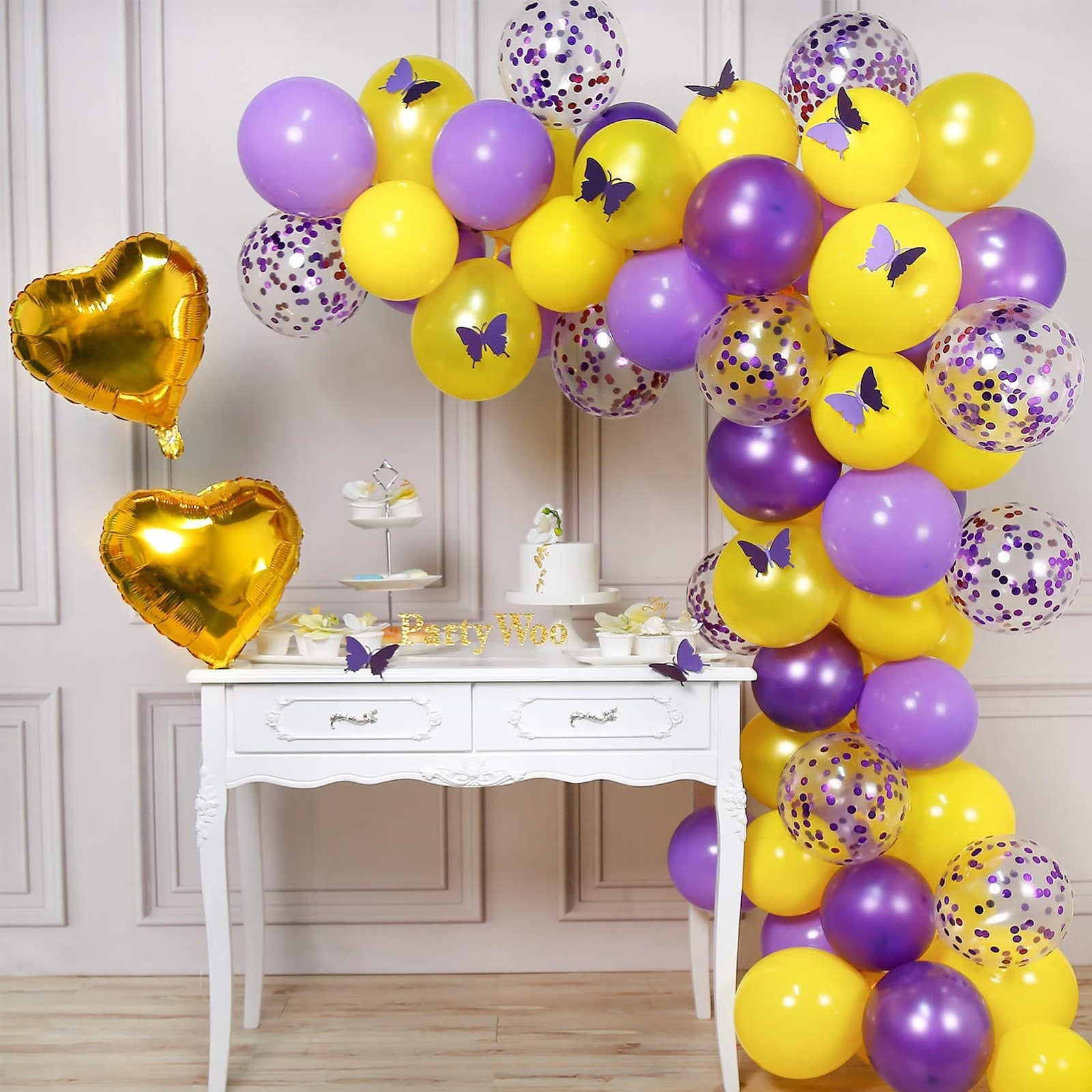 Butterfly Themed Party Decoration Purple Balloons Garland Arch Kit Confetti Balloon ForGirl Birthday Baby Shower Wedding Inflatable Decorations