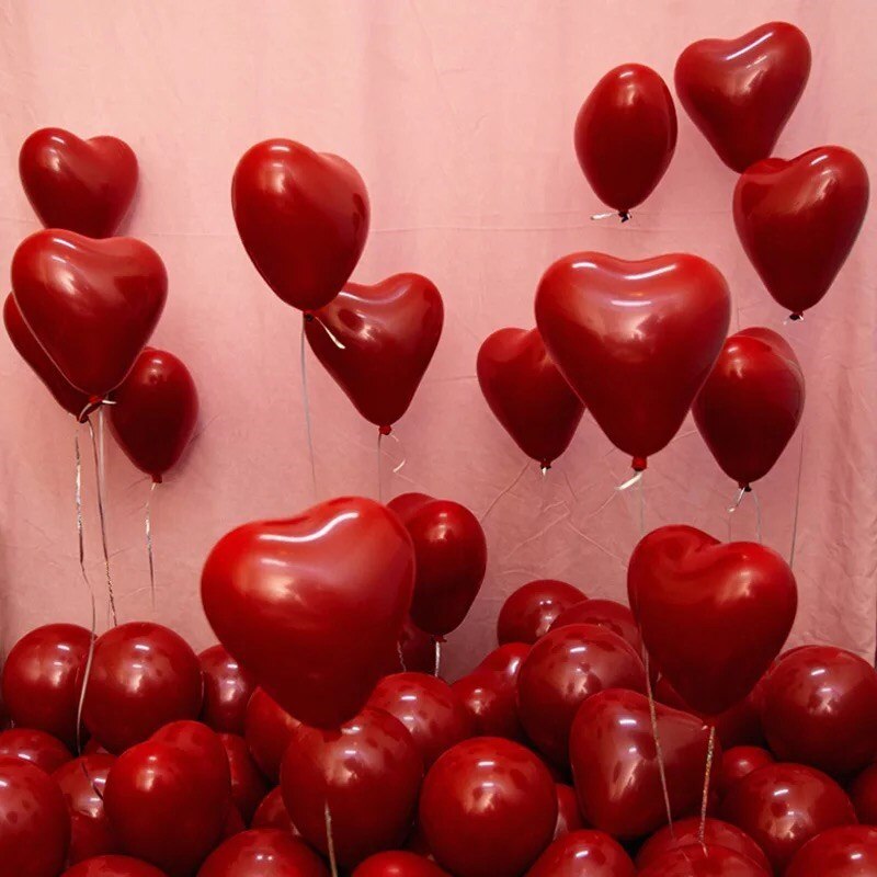 Pcs -inch Ruby Red Heart-shaped Love Balloons Set Wedding Engagement Anniversary Party Decoration 