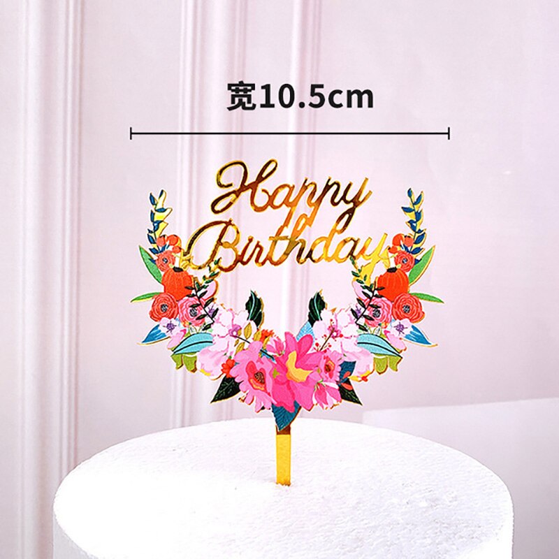 Glasses Acrylic Happy Birthday Cake Topper Gold Toppers Decor Baby Party Decorations Shower 