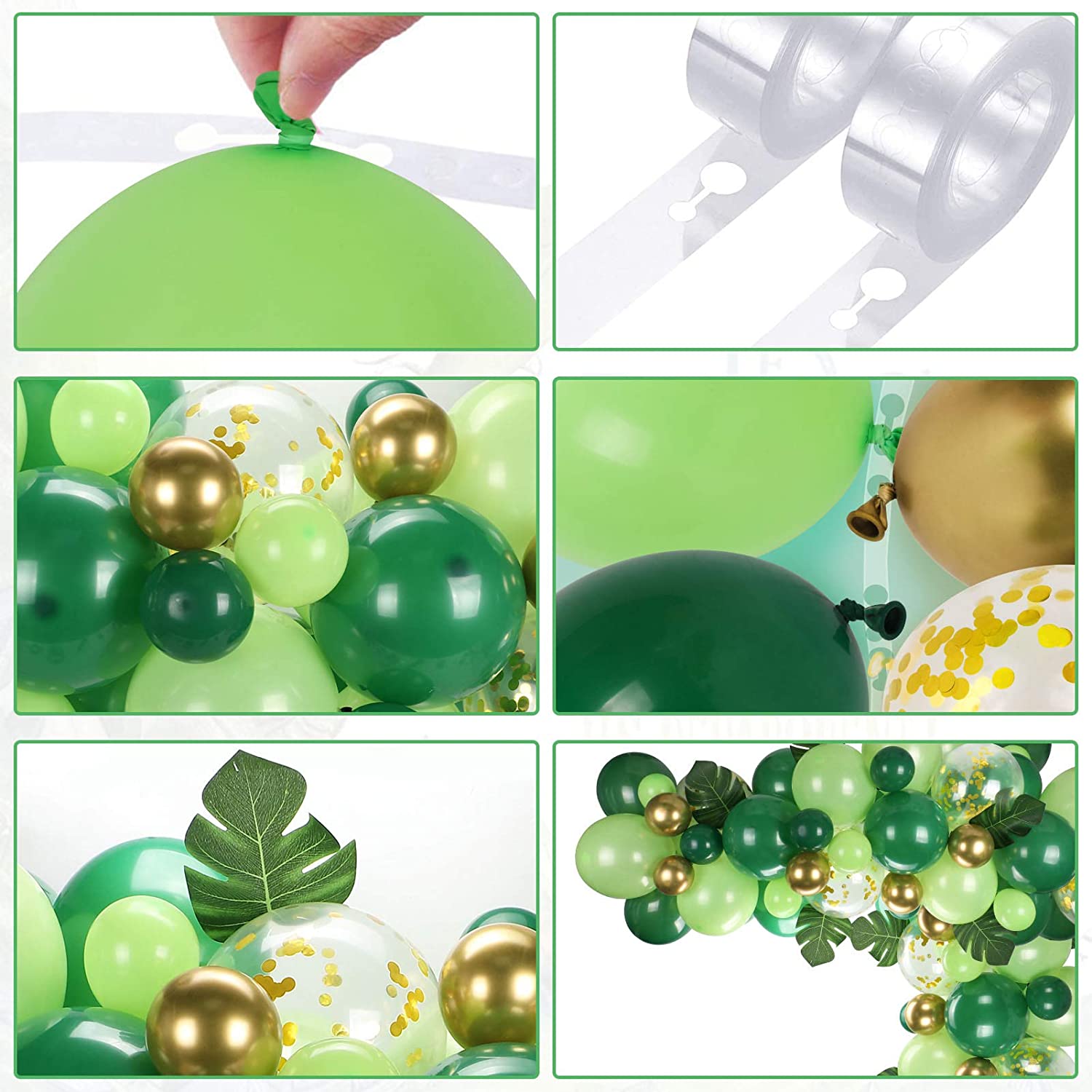 pcs Safari Jungle Party Balloon Arch Green Garland Kit Gold Huge Balloons Birthday Supplies Boy Baby Shower Decorations Inflatable