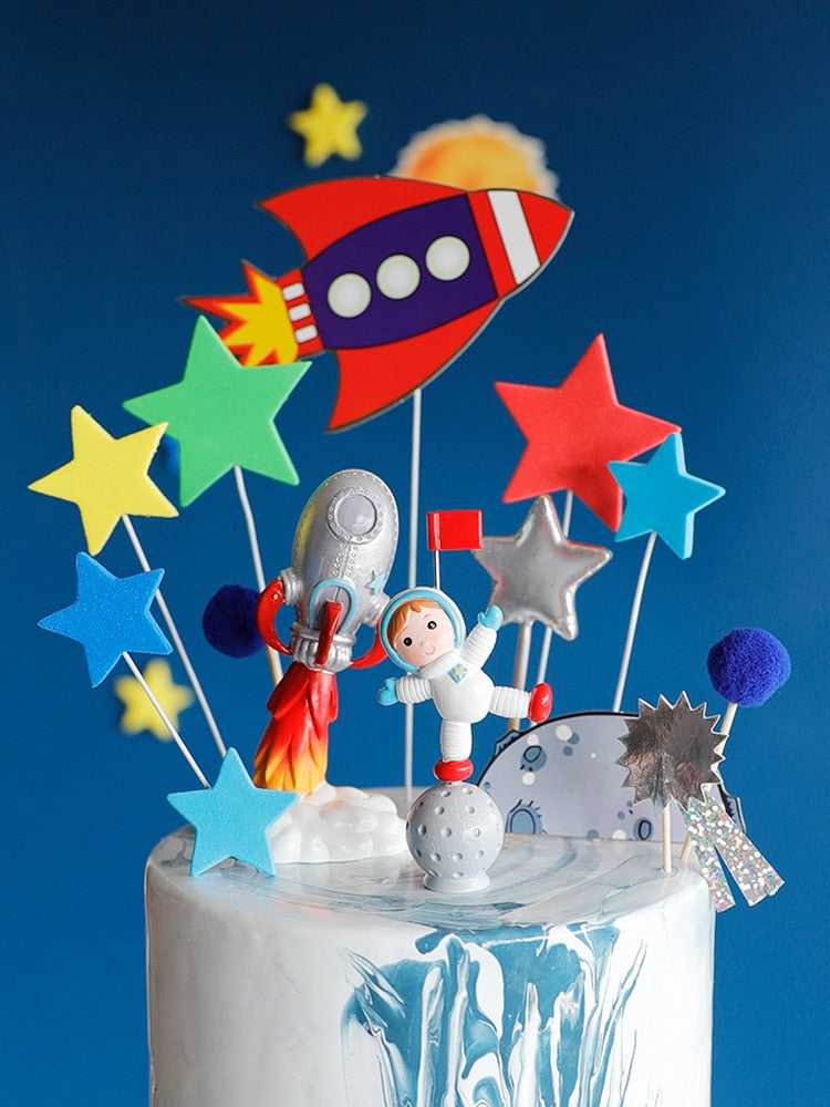 Astronaut Birthday Cake Topper The New Travel Space Theme astronauta Rocket Spaceship Toy Ornaments Cake DecorationBoy Best Gift PartyDecorHQ