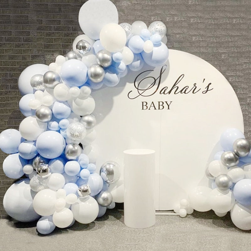 Balloons Arch Set Blue White Silver Confetti Balloon Garland Wedding Baby Baptism Shower Birthday Party Decoration Inflatable Decorations