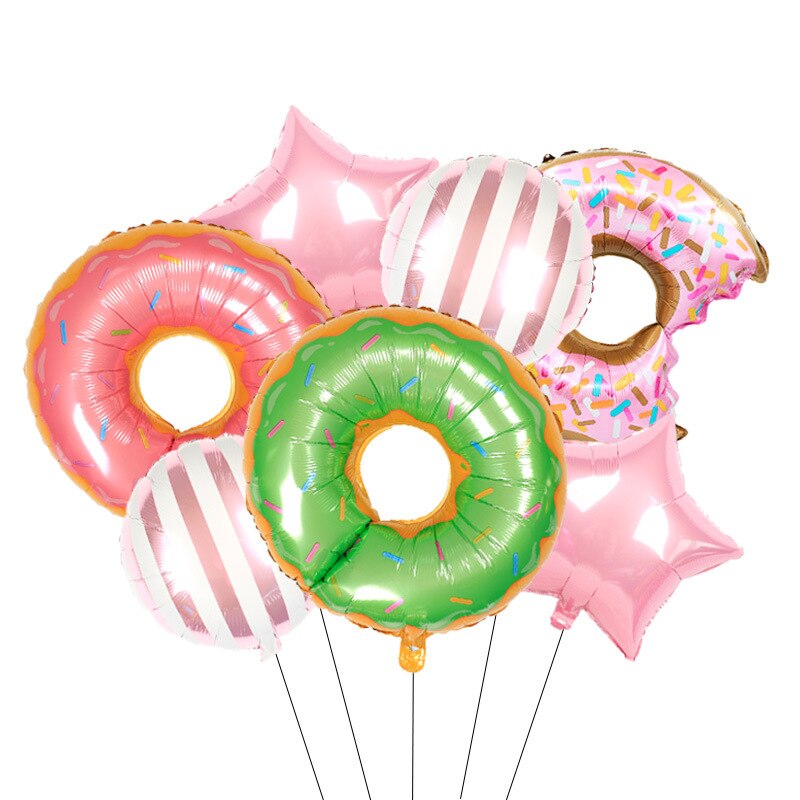 Donut Foil Balloon Set Girls Pink Green Blue Sweet Girl Theme Birthday Party Decoration Baby Shower Supplies 