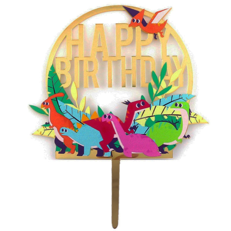 Dinosaur Cake Topper Dino Birthday Party Decoration Boy Girl Kids Forest Animal Decorations Baby Shower Supplies 