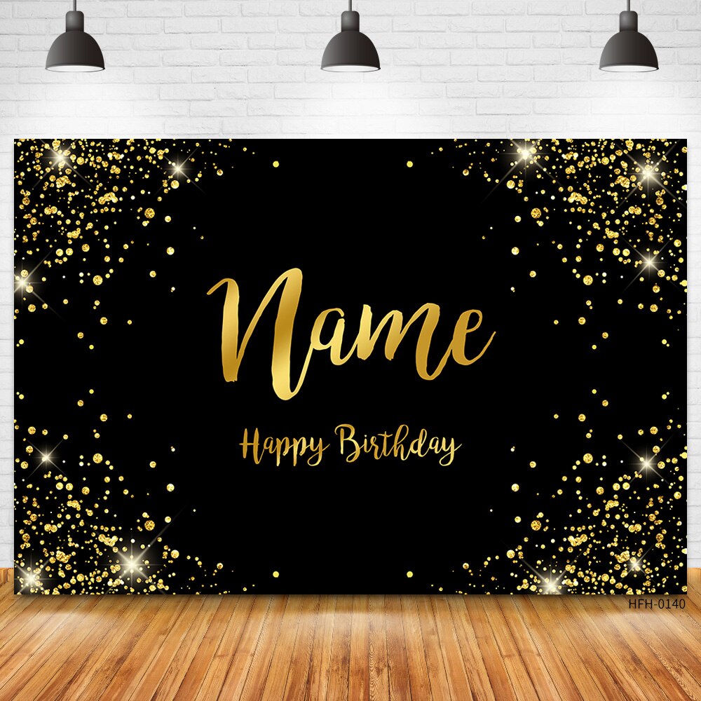 Custom Name Gold Glitter Birthday Party Banner Backgrounds Baby Shower Child Kid Diy Photography Backdrop Photo Studio Prop 