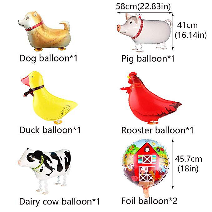 Farm Animal Theme Birthday Decoration Balloon Set Walking Kids Yard Party Supplies 