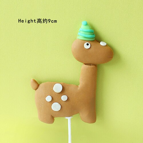 Lovely Dinosaur Baby Cake Topper Resin Dino Forest Styles Kid Boy Birthday Shower Party Cakes Decoration Dessert Flag 