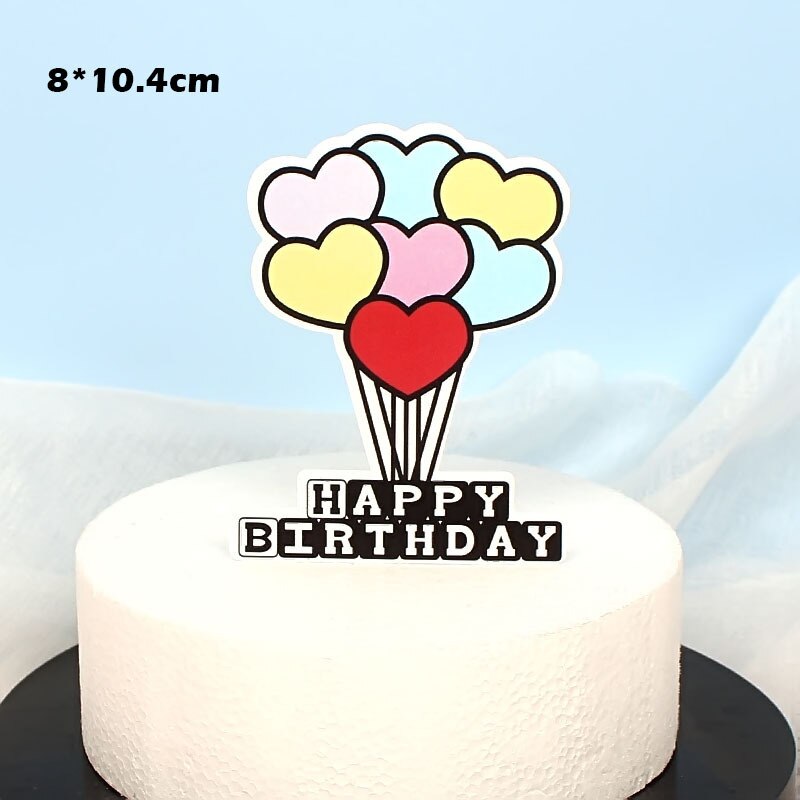 pcs Paper Cake Topper Happy Birthday Valentine Wedding Party Decorations Dessert Insert Baby Shower Baking Supplies 