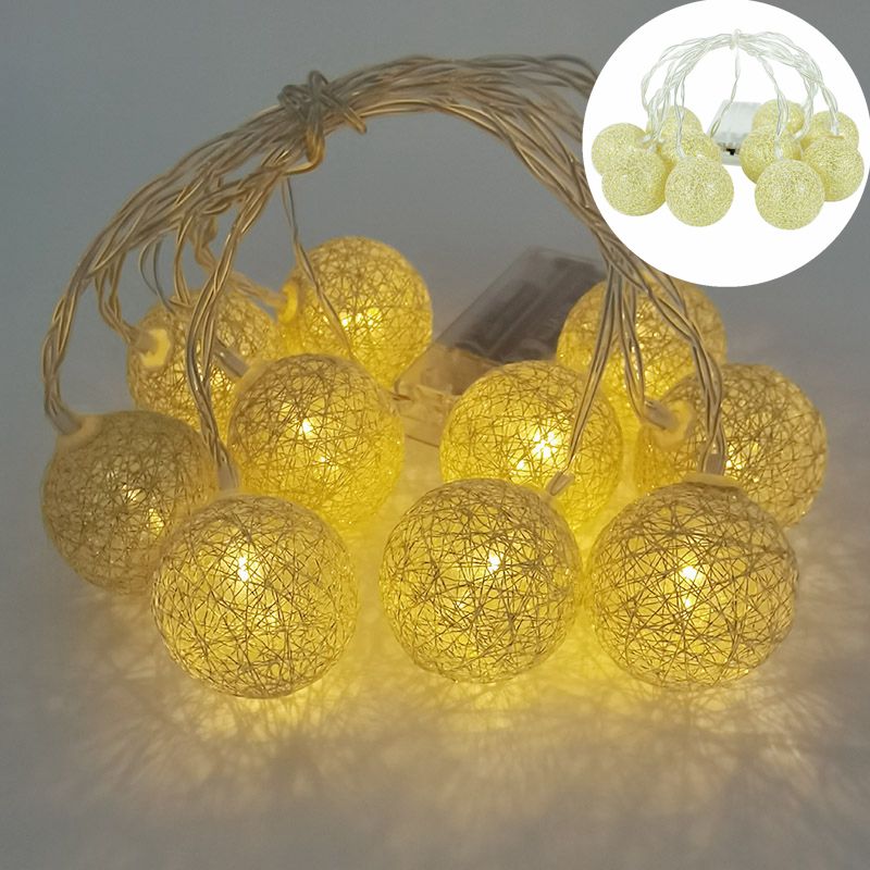 LED Cotton Ball Garland String Lights Christmas Fairy Wedding Xmas Party Home Outdoor Hanging Decoration Inflatable Decorations