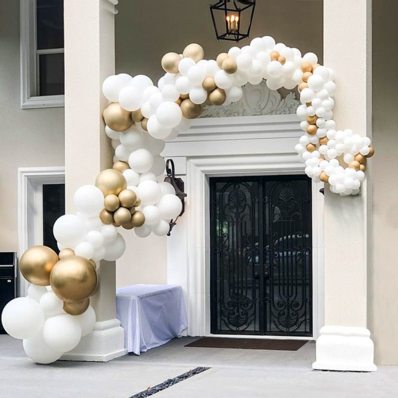 Balloons Arch Set White Golden Balloon Garland Wedding Baby Baptism Shower Anniversary Birthday Party Decoration Inflatable Decorations