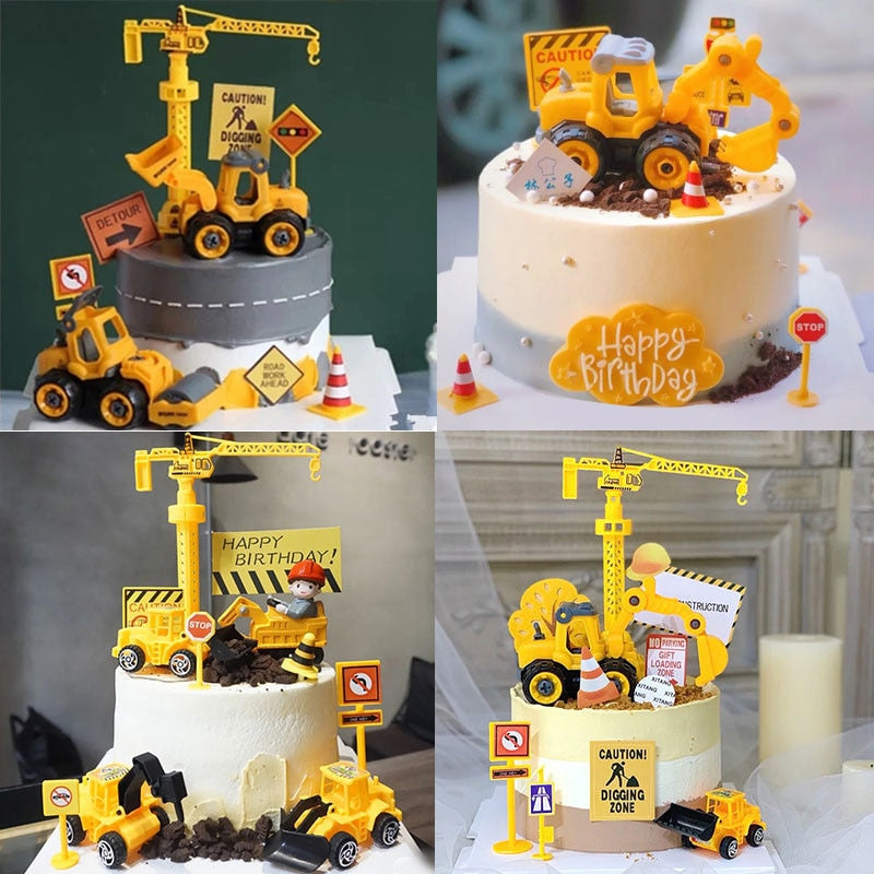 Construction Theme Party Cake Toppers Engineer Car Cake Topper Cupcake Toppers Decorations Boys Baby Shower Birthday Party Decor PartyDecorHQ