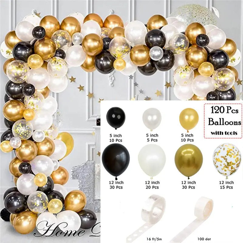 Black Gold Balloon Garland Arch Kit Confetti Latex th Birthday Party Adults Baby Shower New Year Decorations Inflatable