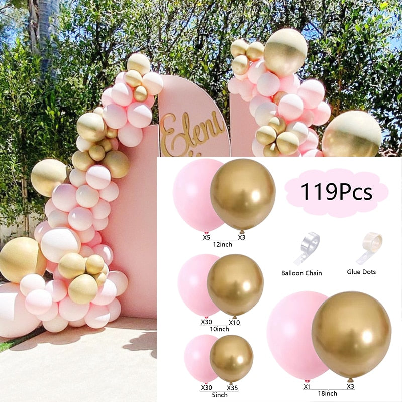 Macaron Latex Balloons Arch Set Pink Gold Balloon Garland Wedding Baby Baptism Shower Birthday Party Decoration Inflatable Decorations