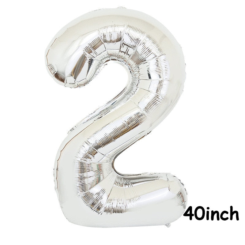 Large Silver Black Helium Number Balloons confetti Latex Ballon Wedding Decoration Baby Shower Birthday Party Metal Decor Globos PartyDecorHQ