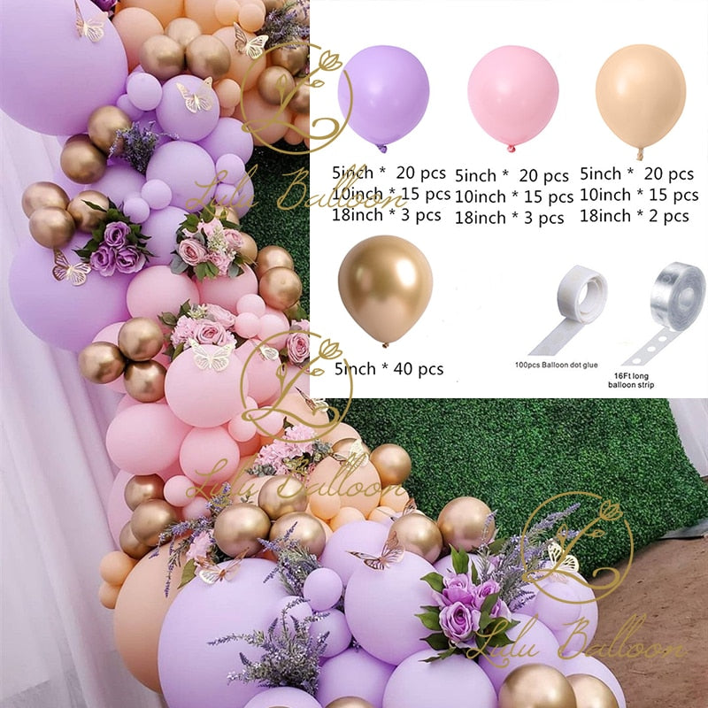 Purple Pink Balloon Garland Kit as Backdrop for Birthday Baby Bridal Shower Party Decorations PartyDecorHQ