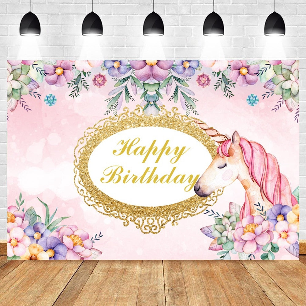 Happy Birthday Carousel Horse Photography Baby Party Decor Backdrop Photocall Background Photophone Photographic Photo Studio 