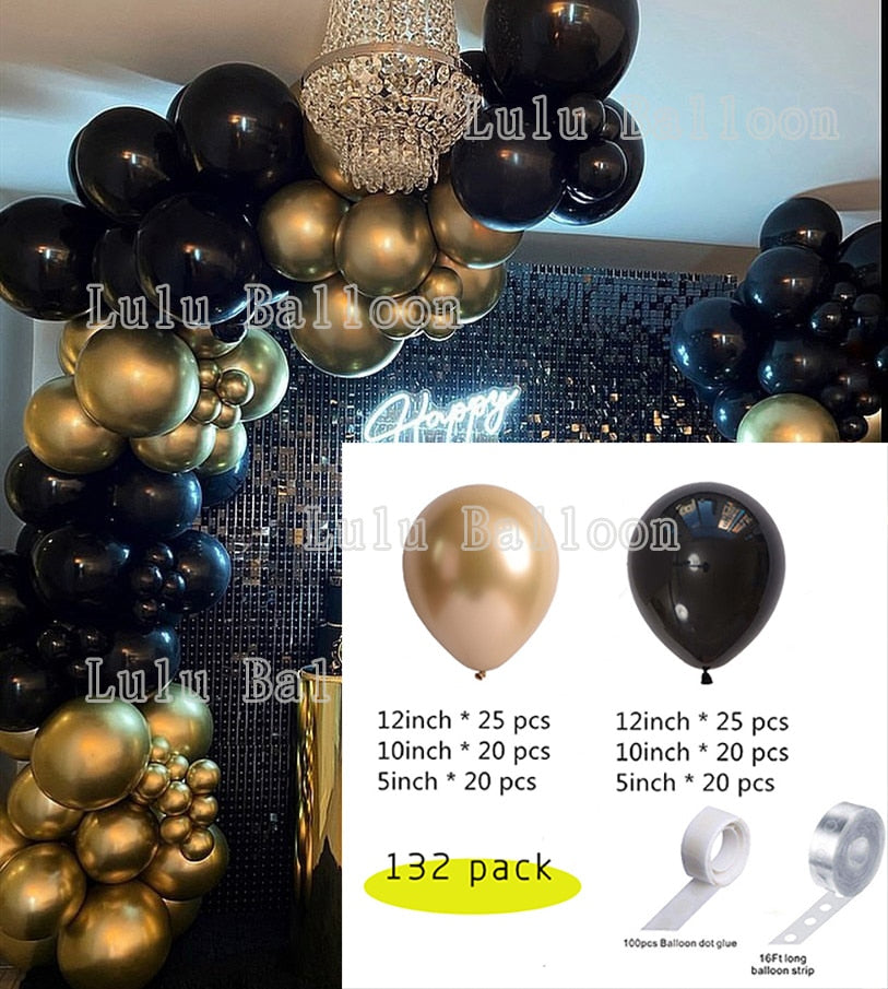 Balloon Garland Kit Arch Birthday Party Decorations Black Gold Inflatable