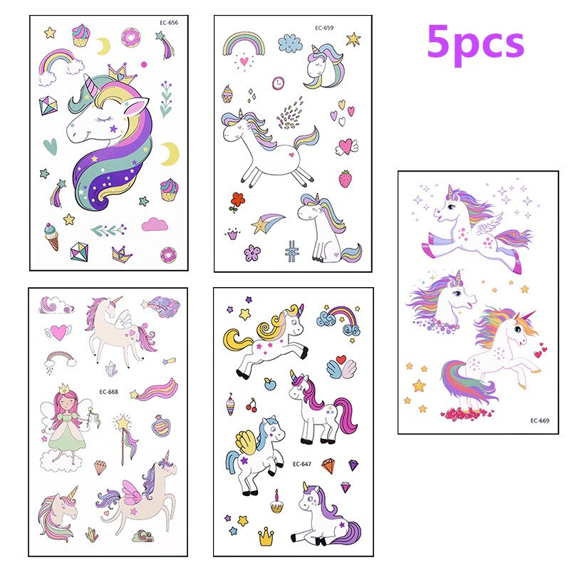 Children Cute Cartoon Animal unicornTemporary Tattoo Stickers Baby Shower Kids Body Makeup Sticker Tattoos 