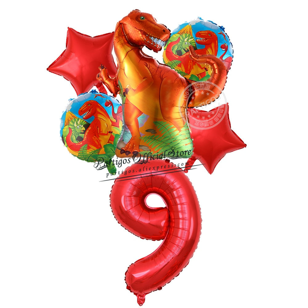 set Dinosaur Foil Balloons inch foil Number Globos Party Jungle Jurassic dragon boys Birthday Decors 