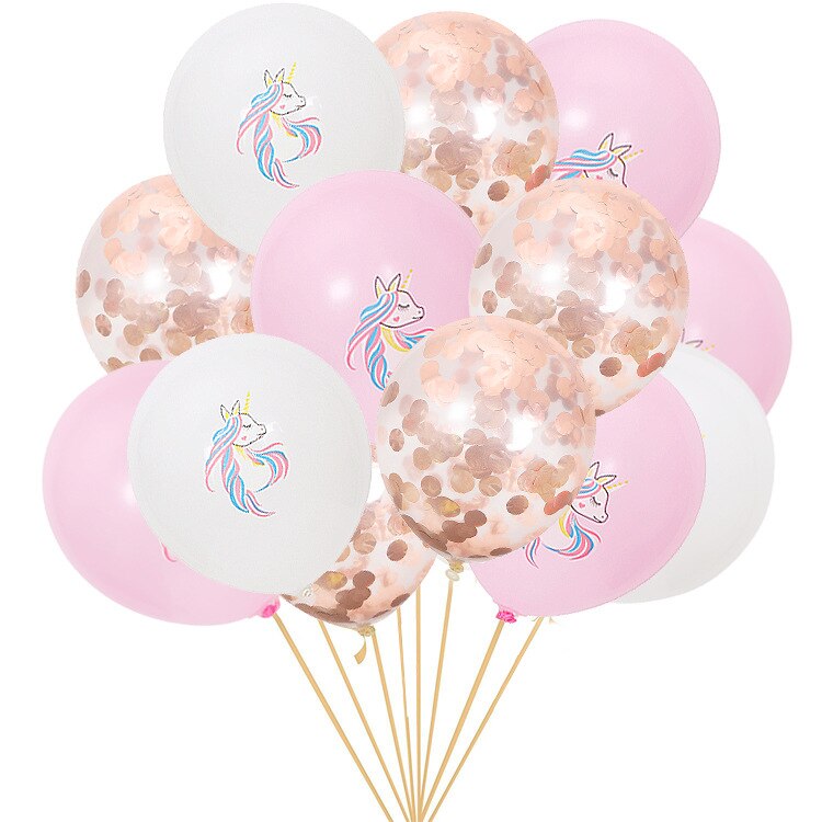 pcs Pink White Unicorn Latex Balloon Set Rose Gold /gold Confetti Balloons Girl Birthday Baby Shower Party Decoration 