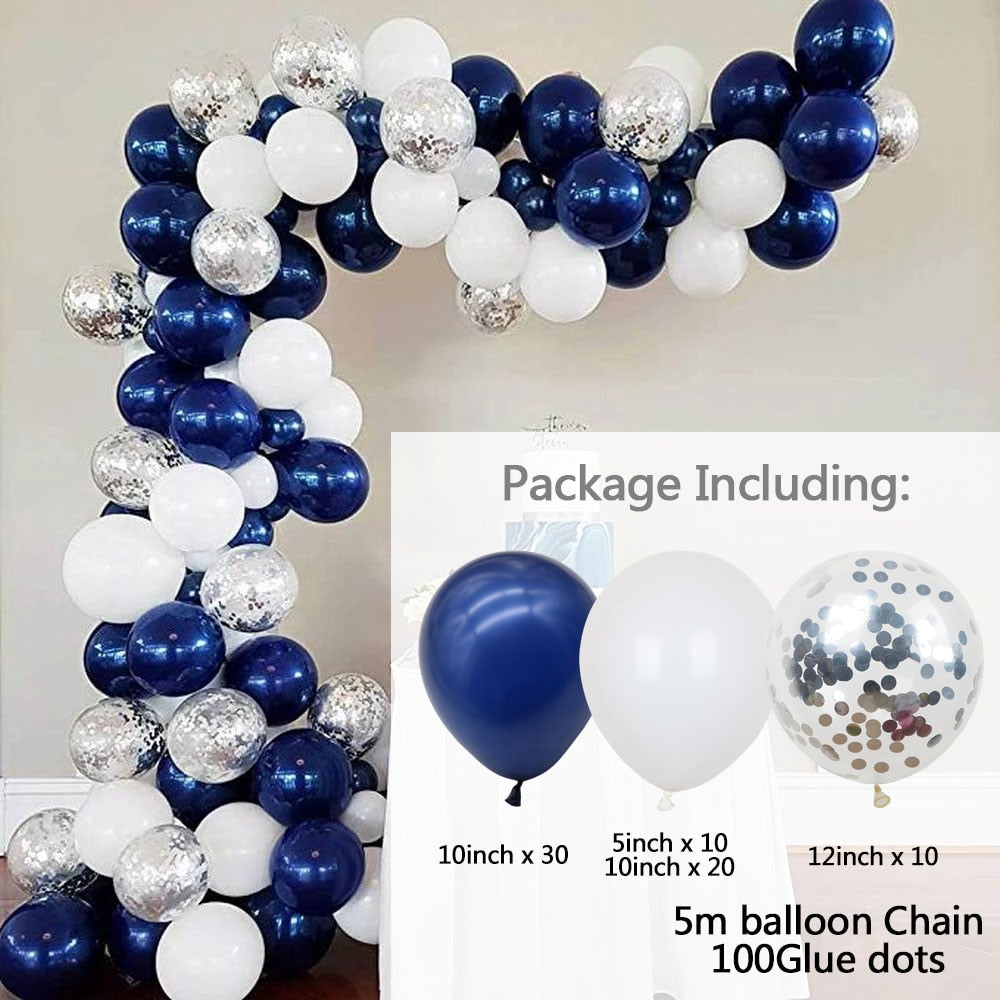 set White Gold Balloons Garland Arch Kit Dot Chrome Metallic Latex Ballon Wedding Birthday Party Decor Baby Shower Globos Inflatable Decorations