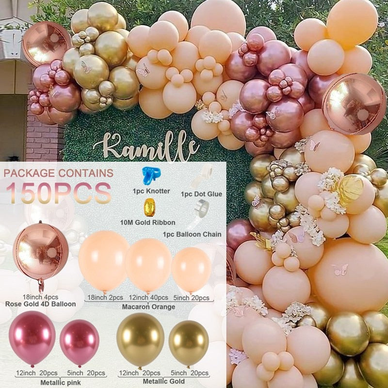 Macaron Pink Balloon Garland Arch Kit Wedding Birthday Party Decoration Kids Globos Rose Gold Confetti Latex Ballon Baby Shower Inflatable Decorations