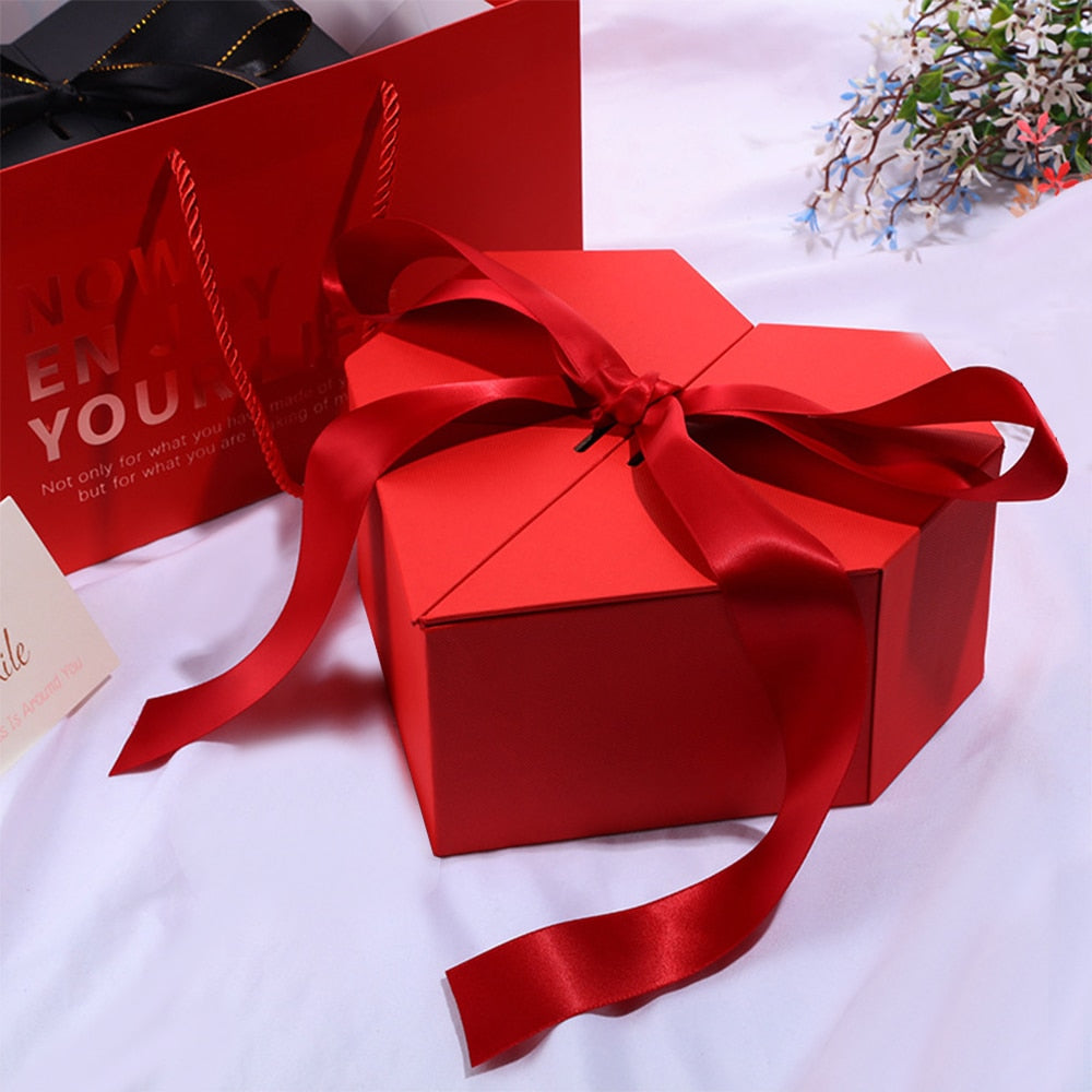 Black Red Heart Shaped Gifts Box Bows Valentines Day Presents Packaing Boxes Anniversary Surprise Wedding Decorations 