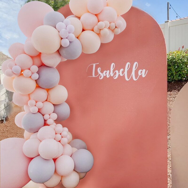 Balloons Arch Set Pink Orange Gray Balloon Garland Wedding Baby Baptism Shower Happy Birthday Theme Party Decoration Inflatable Decorations