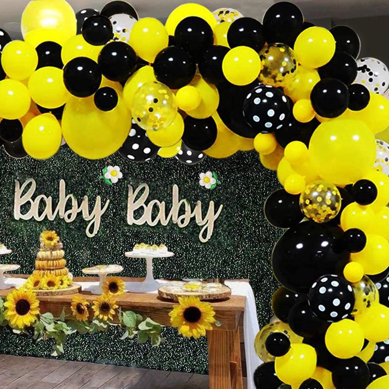 PCS Bee Themed Party Decoration Yellow Black Latex Balloons Confetti Boy Girl Birthday Baby Shower 