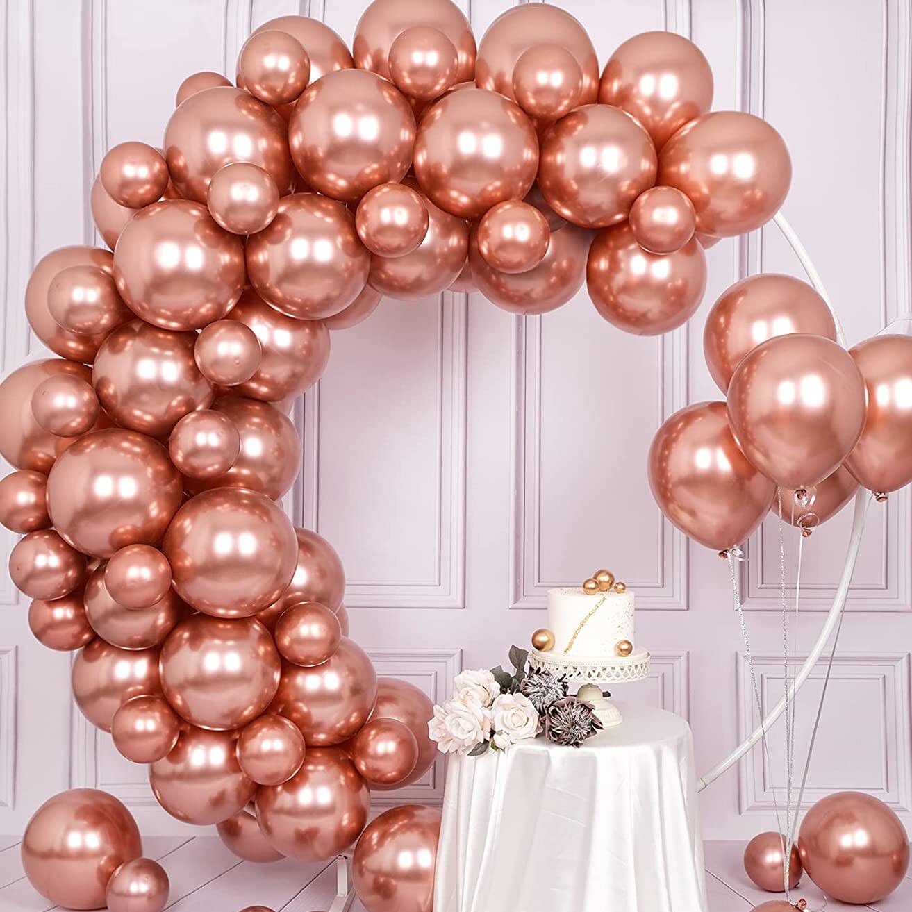 pcs inch Rose Gold Metallic Chrome Balloons Glossy Metal Latex Helium Balls Wedding Birthday Baby Shower Decorations 