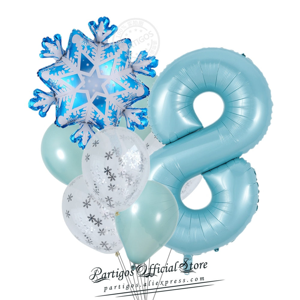 set Mix Snowflake Foil Balloons inch Ice blue number ballons Winter ice snow Party Birthday party Decoration Elsa Ballon 