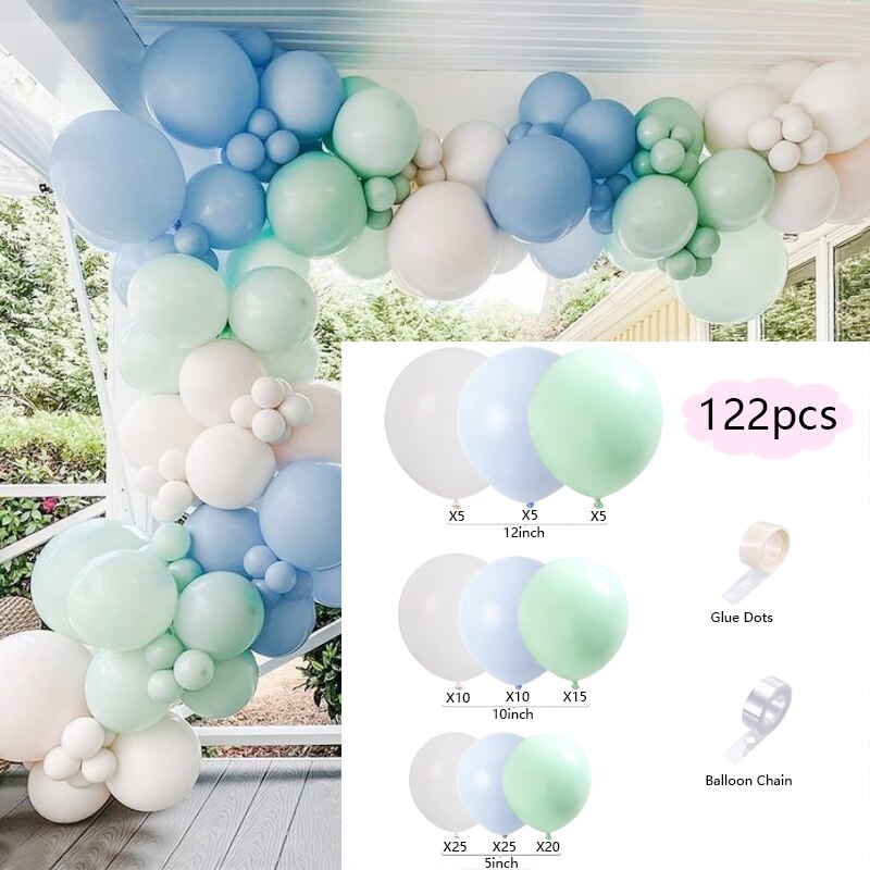 100Pcs Macaron Balloons Arch Set White Blue Green Balloon Garland Baby Baptism Shower Wedding Birthday Party Balloon Decoration PartyDecorHQ