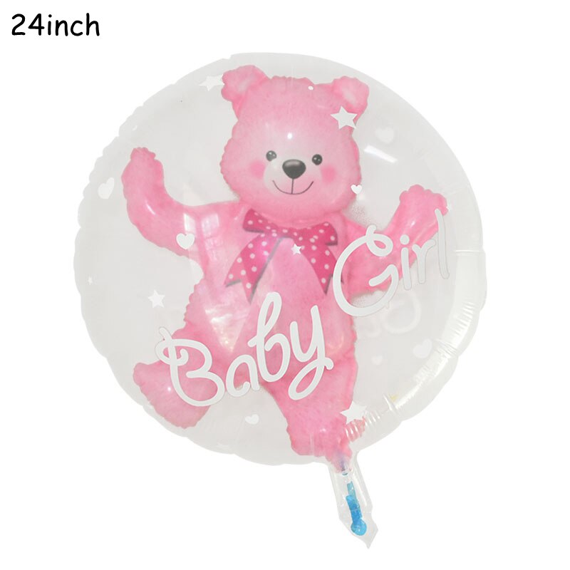 Transparent Baby Girl Boy Bear Bubble Balloon Shower Blue Pink Foil Set Kids Birthday Gender Reveal Decorations 